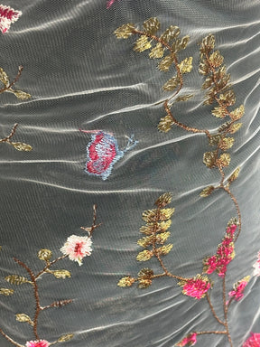Candy Pink Embroidered Lace - Sassi