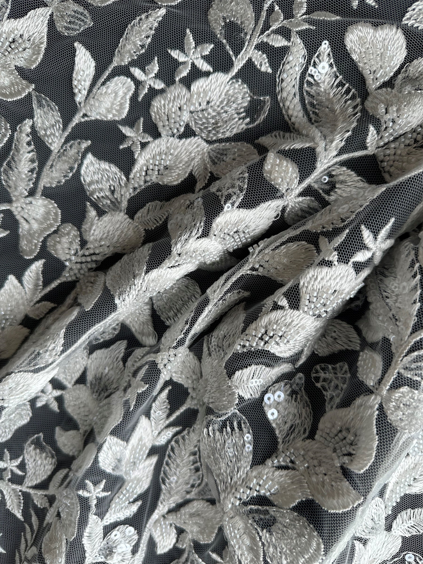 Ivory Beaded Embroidery Lace - Cheney