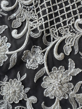 Ivory Beaded Lattice Lace - Zorb