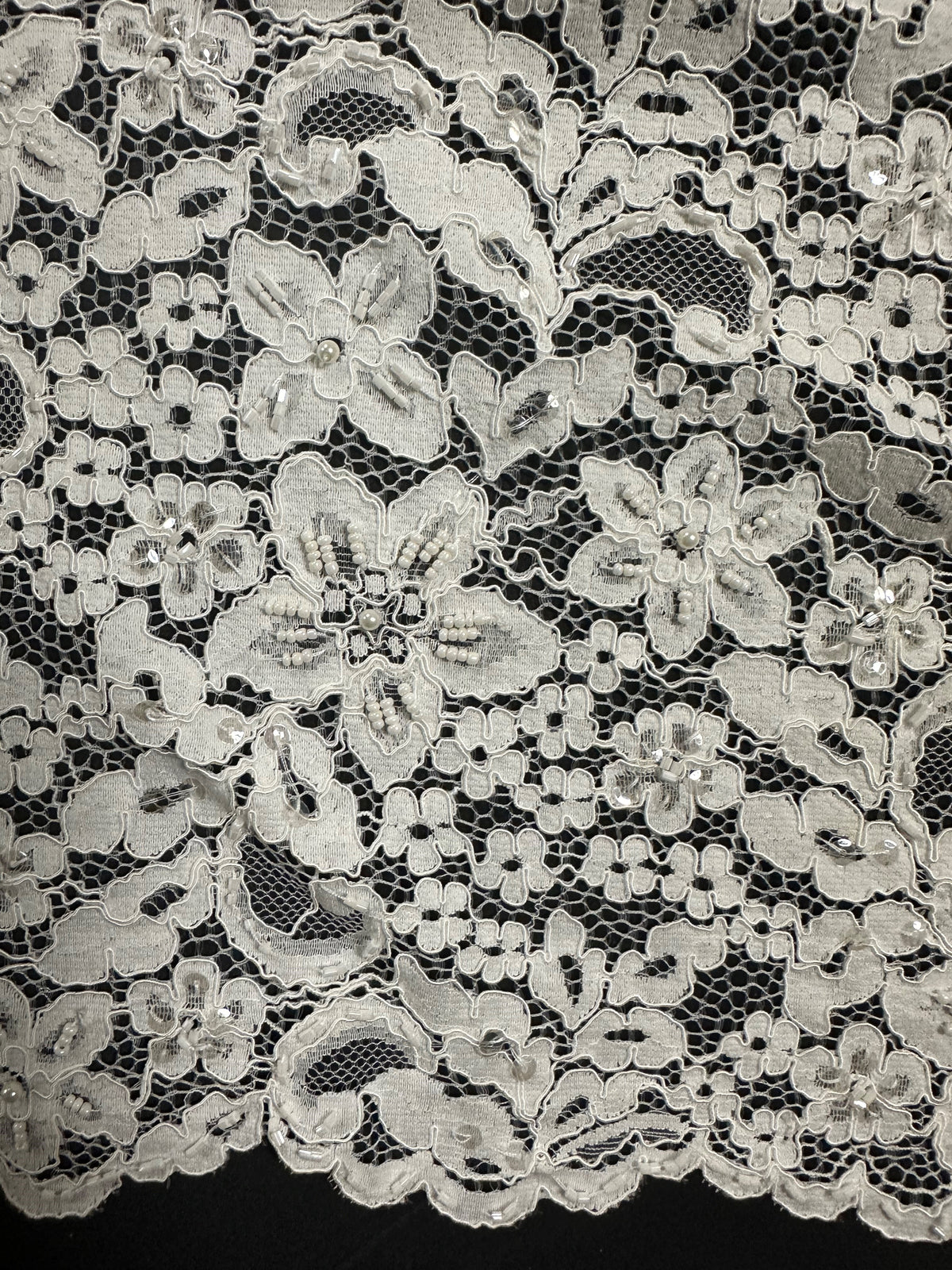 Ivory Beaded and Corded Lace - Austria