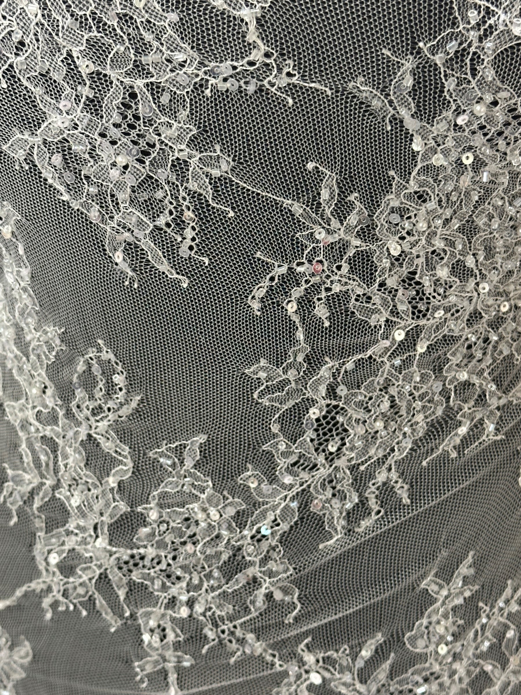 Ivory Hand Beaded Raschel Lace - Annamarie
