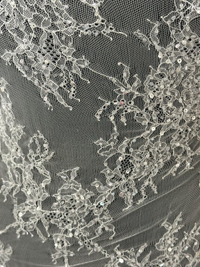 Ivory Hand Beaded Raschel Lace - Annamarie