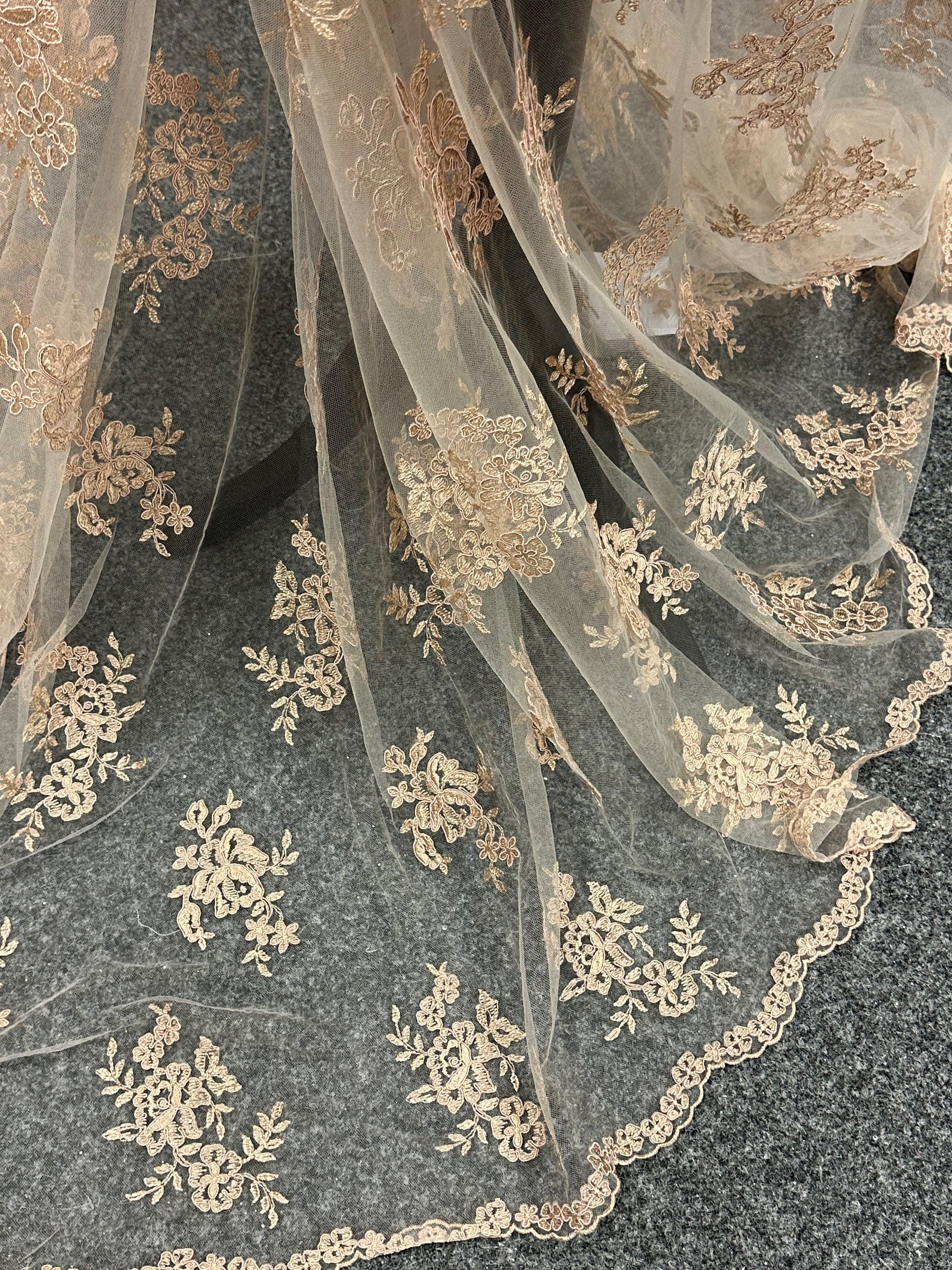 Nude Unbeaded Corded Lace - Nightfall