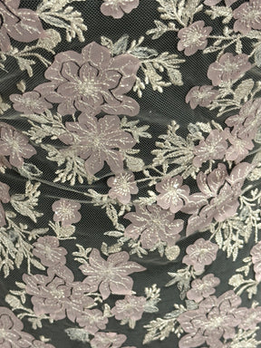 Dusky Rose Embroidered Lace - EB3053