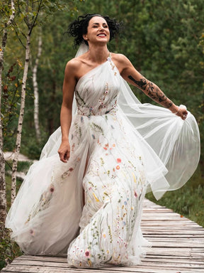 Multi Coloured Embroidered Lace on Black Tulle - Sassi