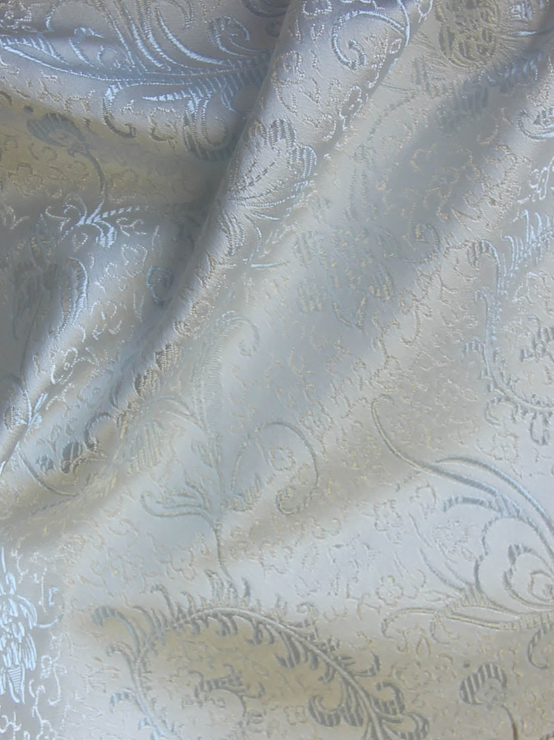 Ivory & Celeste Jacquard Fabric - Malaga