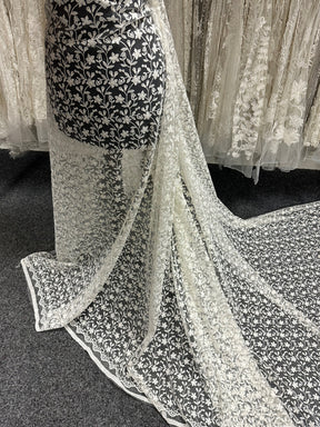 Ivory Embroidered Flower Lace - Lizzy