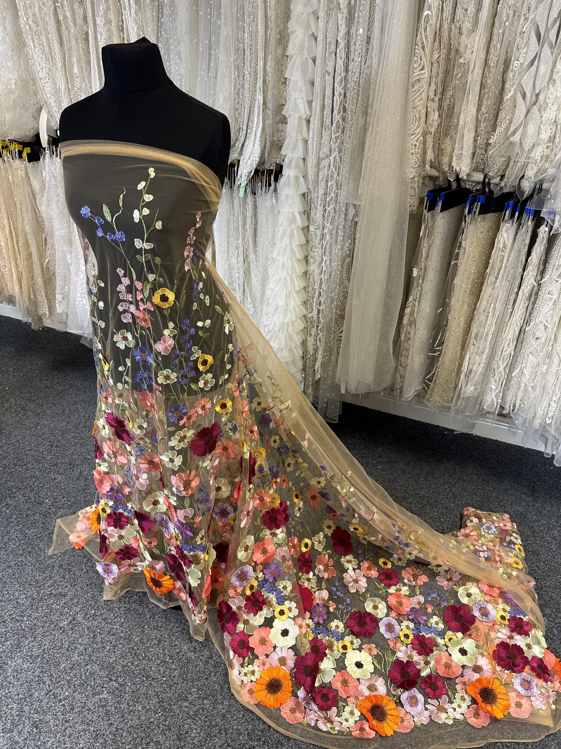 Multi-colored Embroidered Lace - Wyatt Multi-colored Embroidered Lace - Wyatt