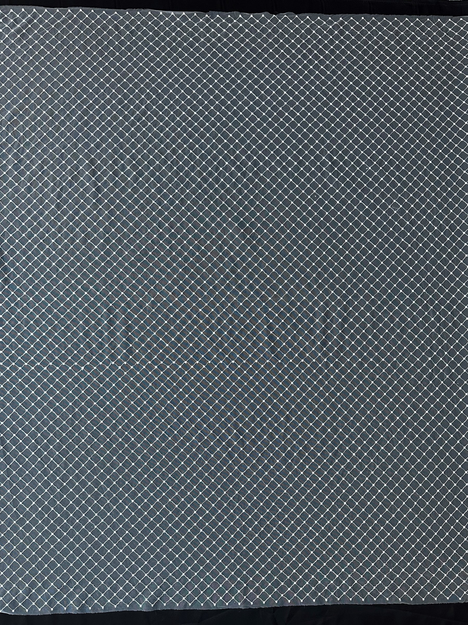 Ivory Embroidered Lattice Lace - Quadira