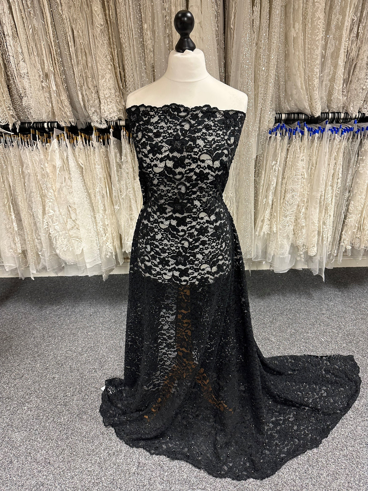 Black Beaded and Corded Lace - Austria