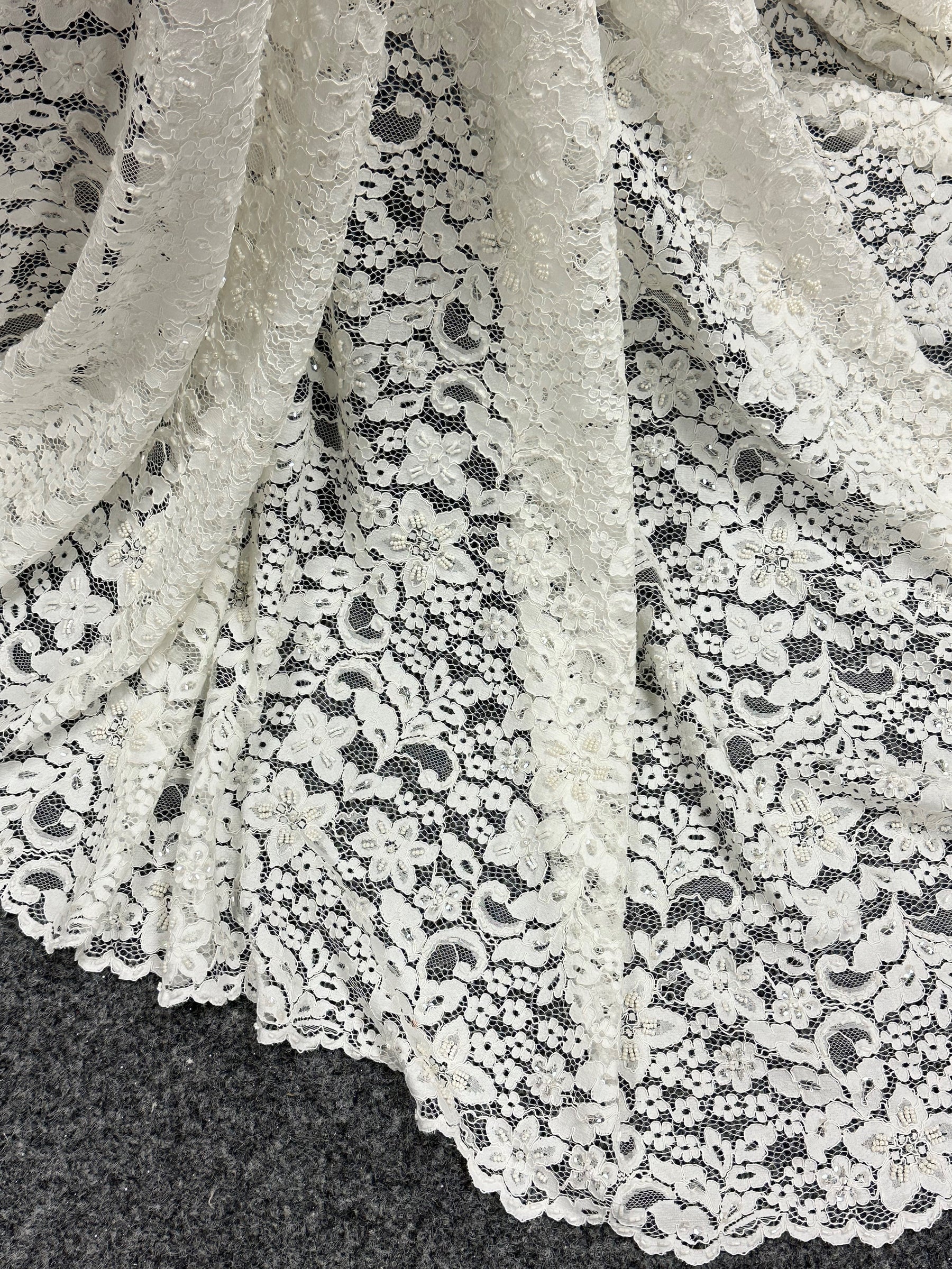 Ivory Beaded and Corded Lace - Austria