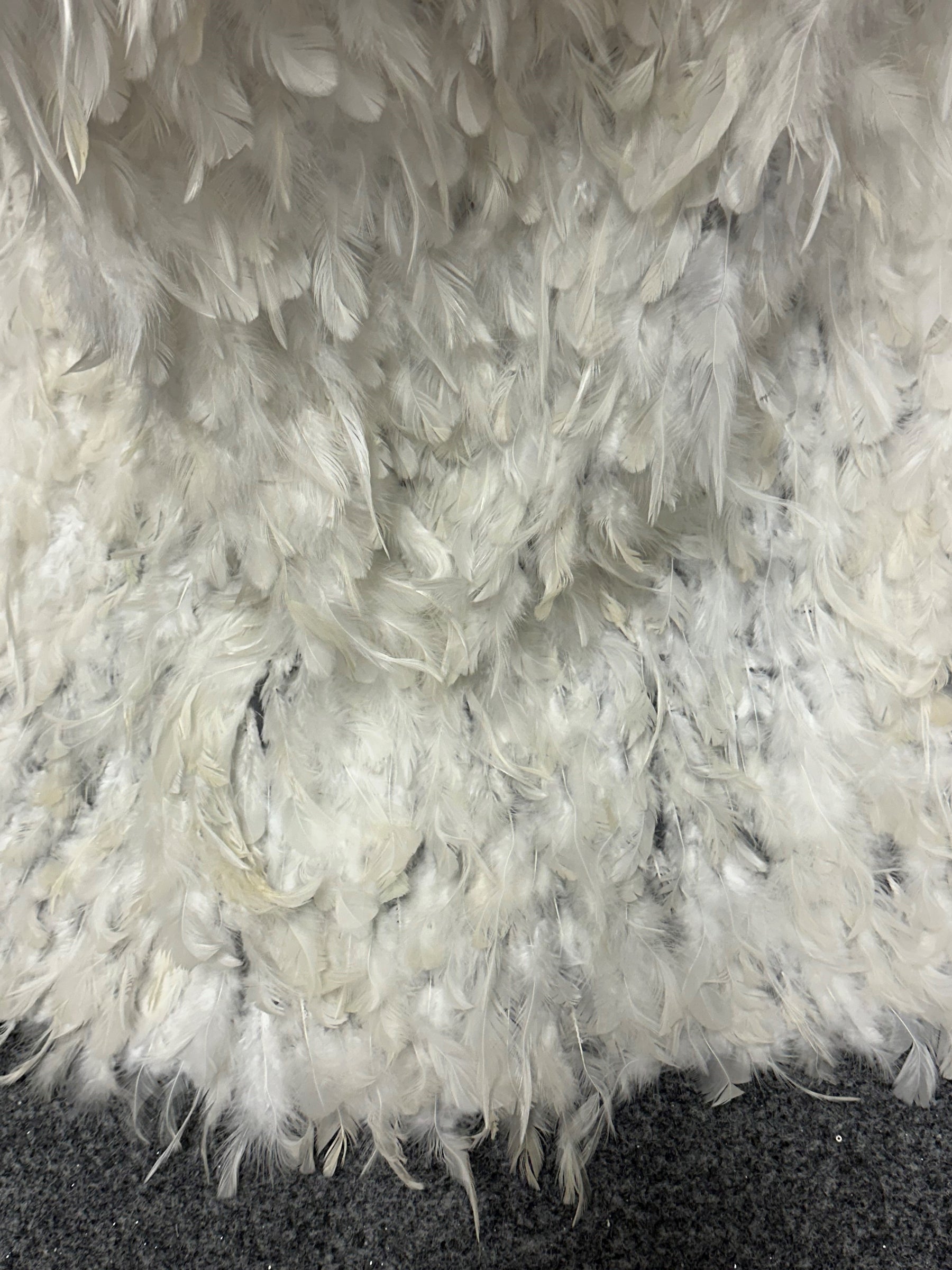 Ivory Feather Embellished Tulle - Quill