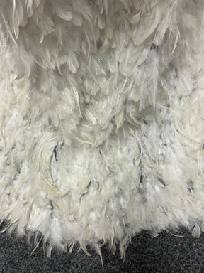 Ivory Feather Embellished Tulle - Quill