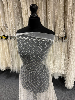 Ivory Beaded Lattice Lace - Placate