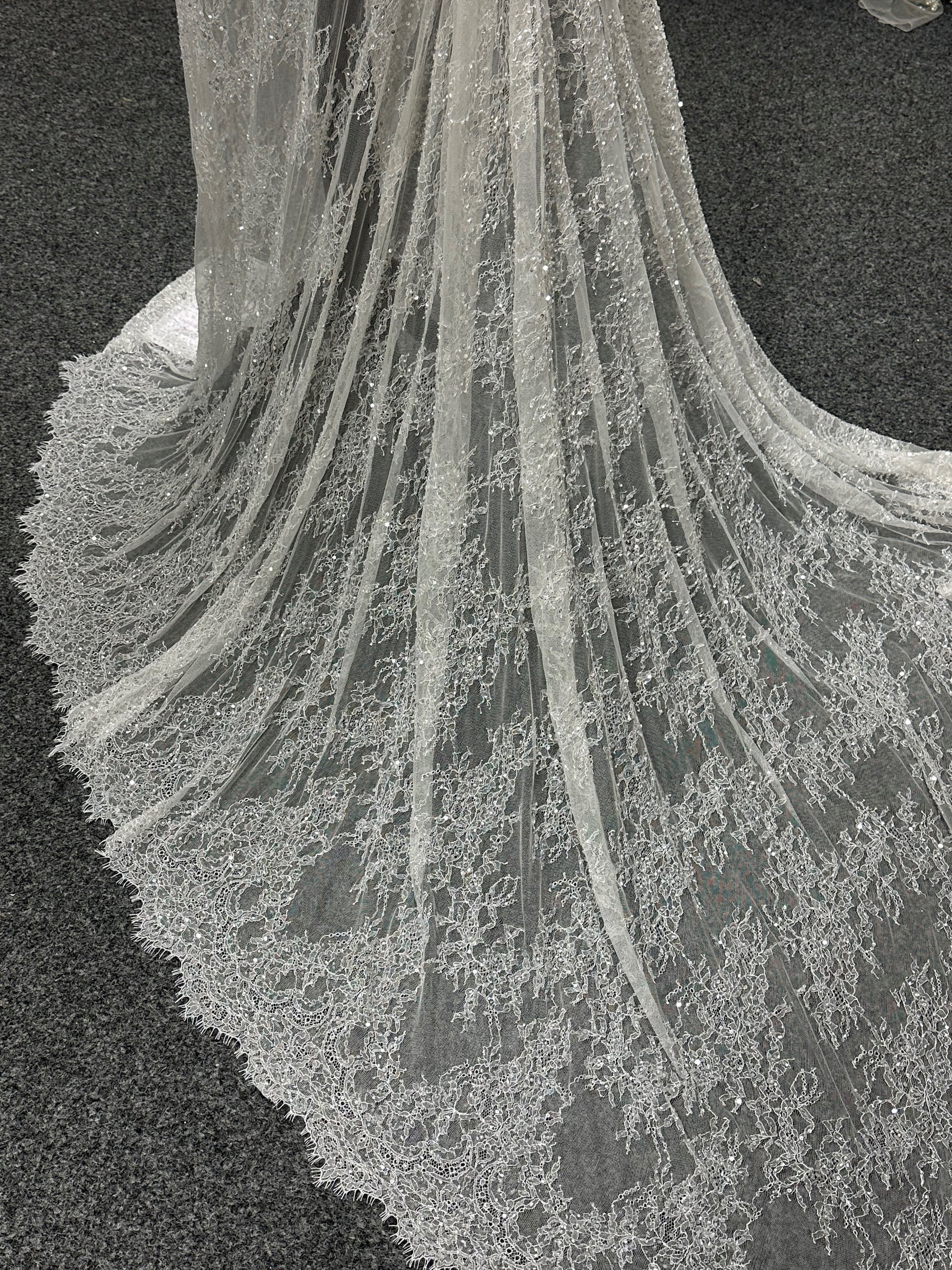 Ivory Hand Beaded Raschel Lace - Annamarie