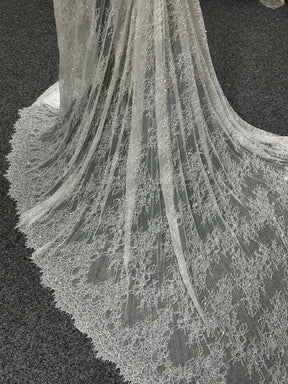 Ivory Hand Beaded Raschel Lace - Annamarie