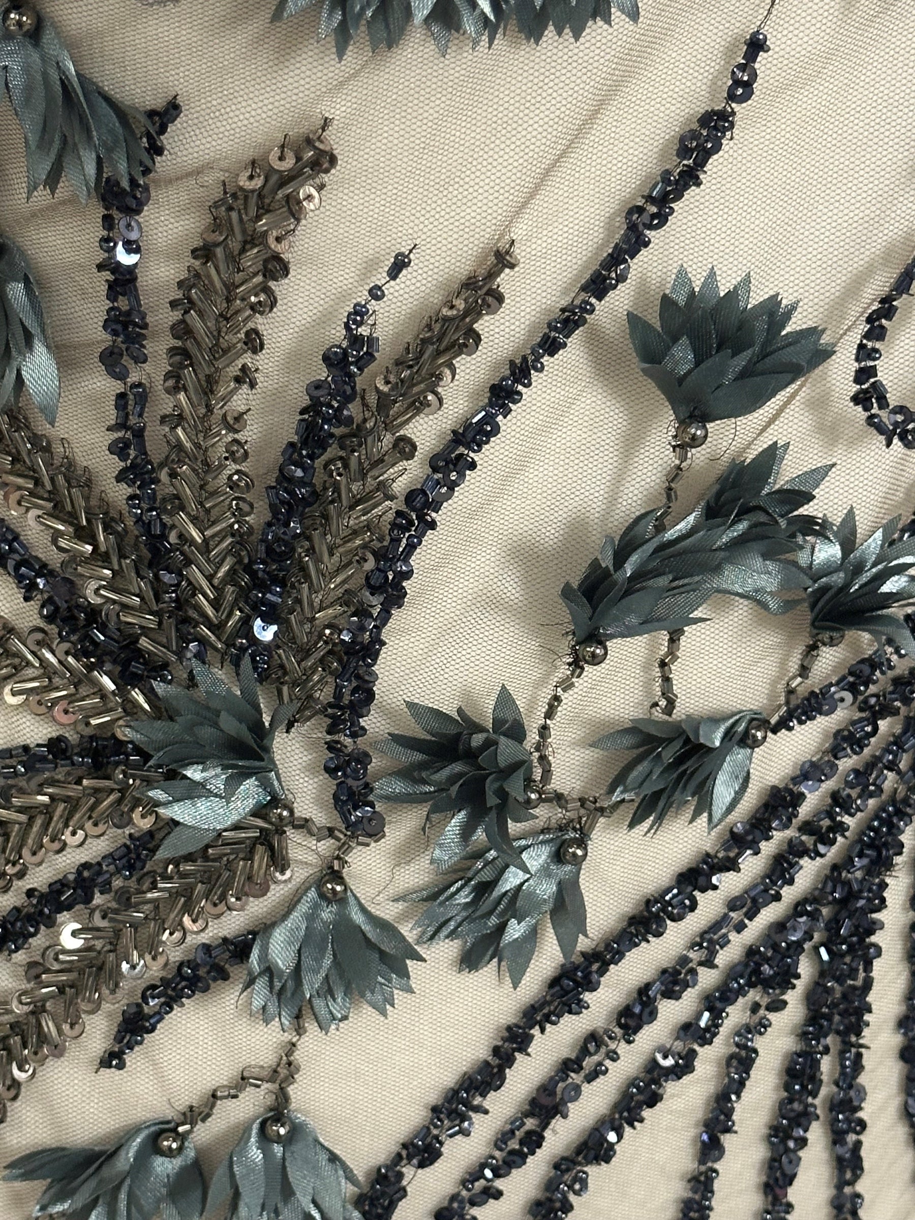 Navy Blue Beaded Lace - Edie