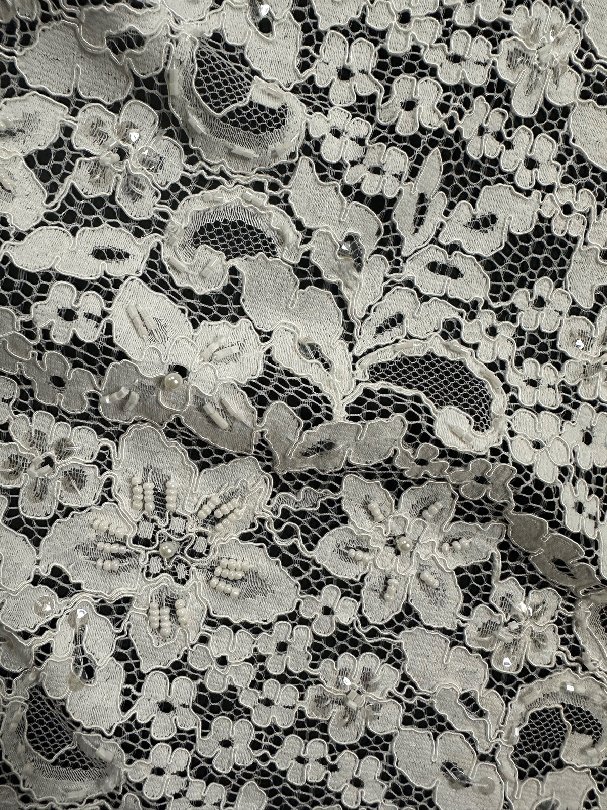 Ivory Beaded and Corded Lace - Austria