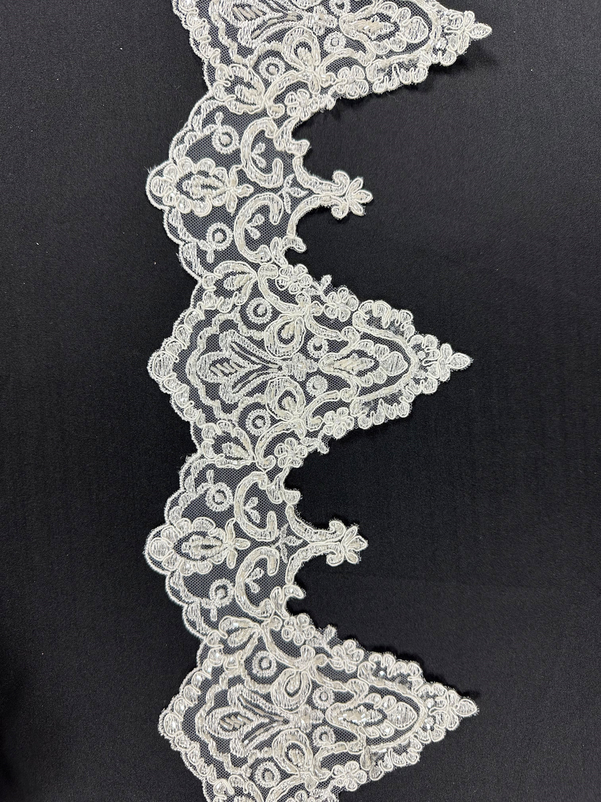 Ivory Beaded Lace Trim - Ziggurat
