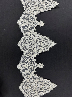 Ivory Beaded Lace Trim - Ziggurat