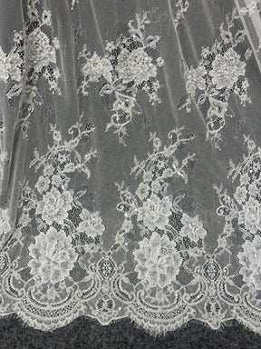 Ivory Hand Beaded Raschel Lace - Camryn