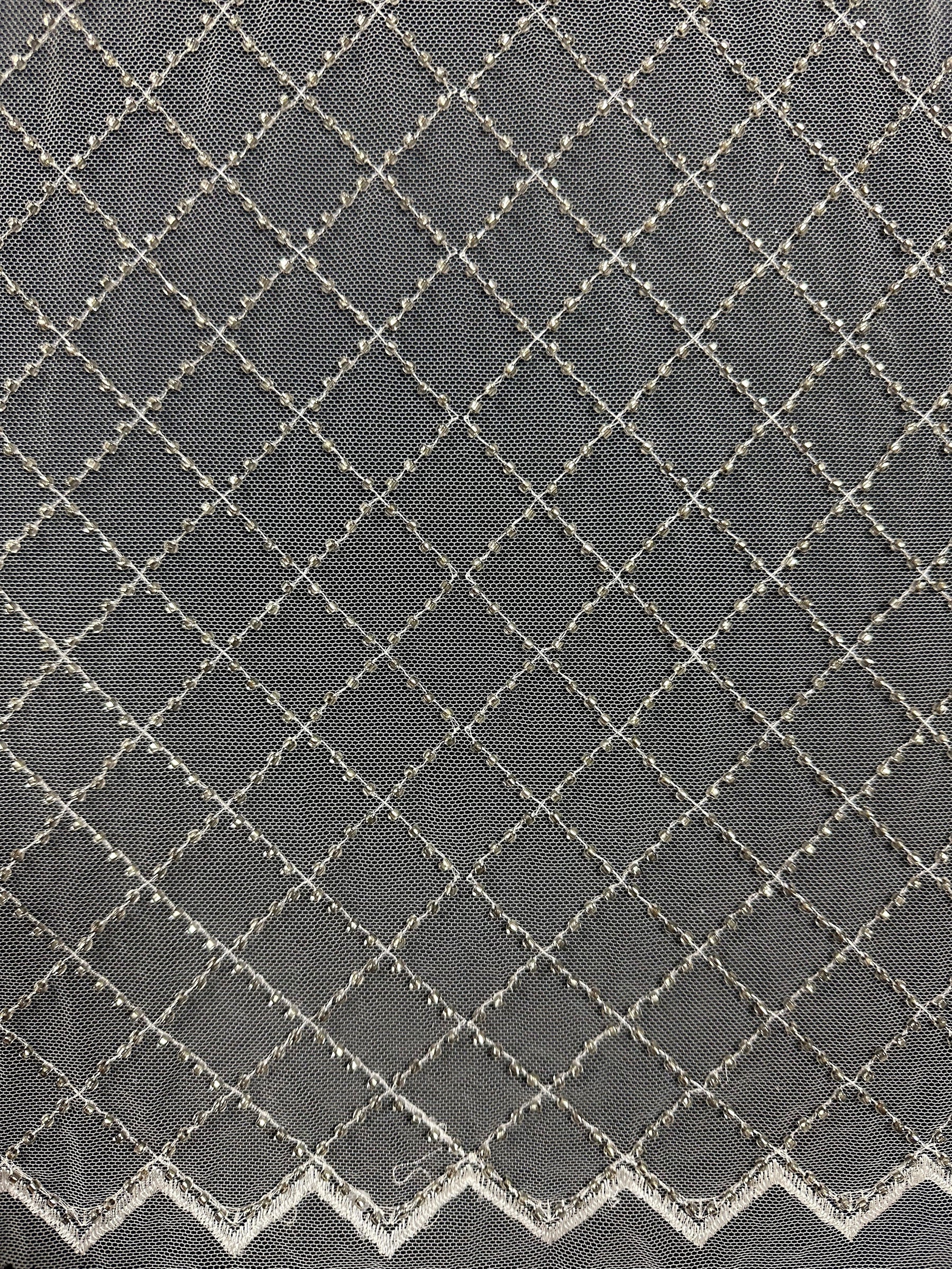 Ivory Beaded Lattice Lace - Penelope (CF)