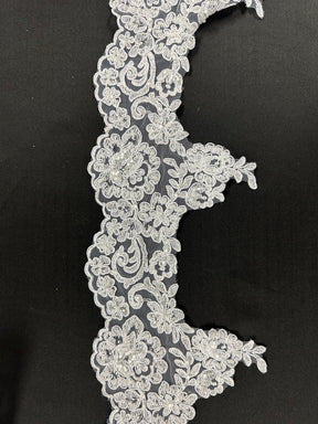 White Beaded & Corded Lace Trim - Noisy