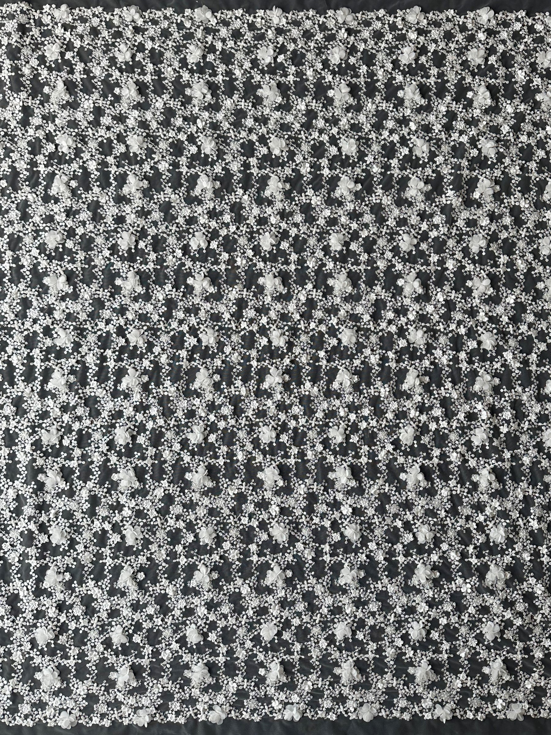 Ivory 3D Embroidered Lace - Savinder