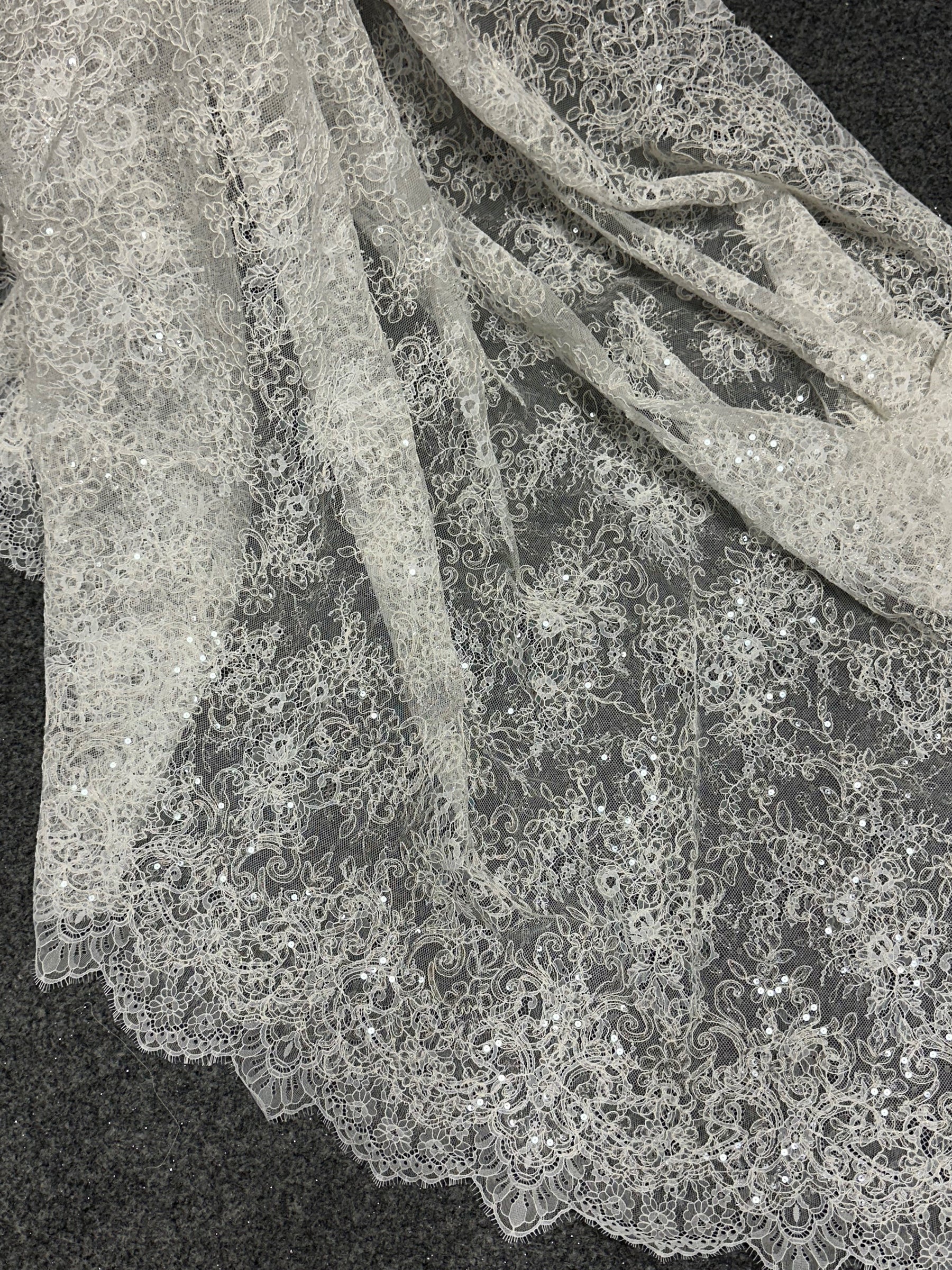 Ivory Corded and Sequin Lace - Muffin