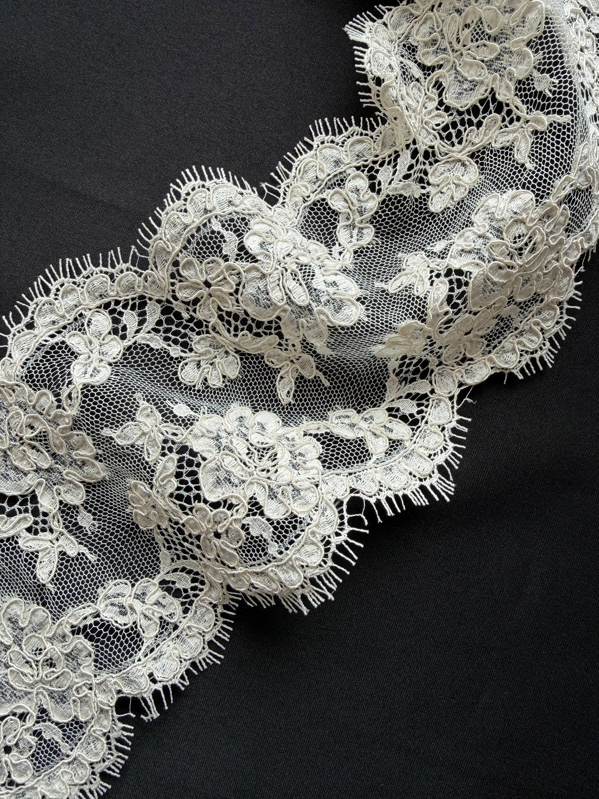 Ivory Corded Chantilly Lace Trim - Danu