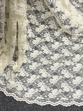 Dark Ivory Corded Wedding Lace - P379