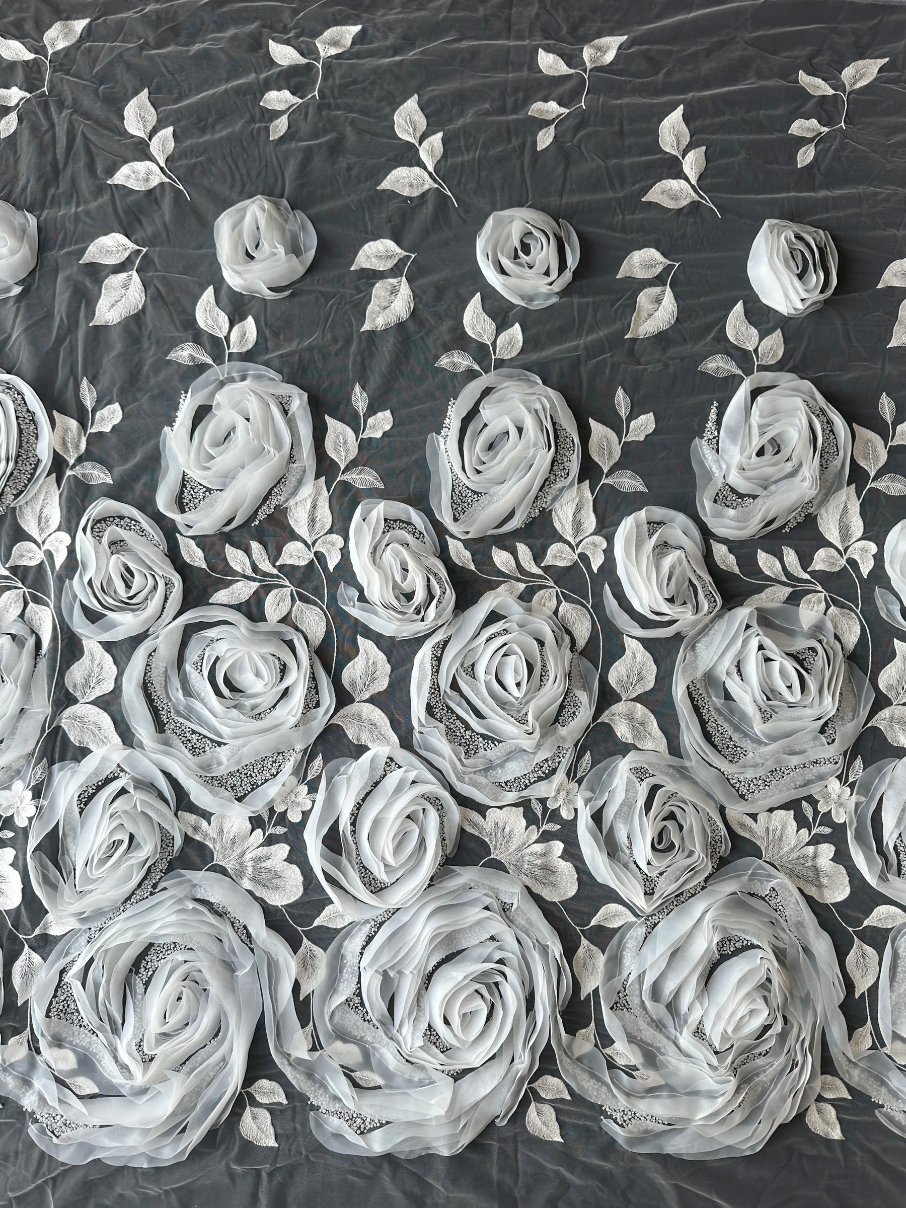 Ivory 3D Embroidered Lace - Asalla