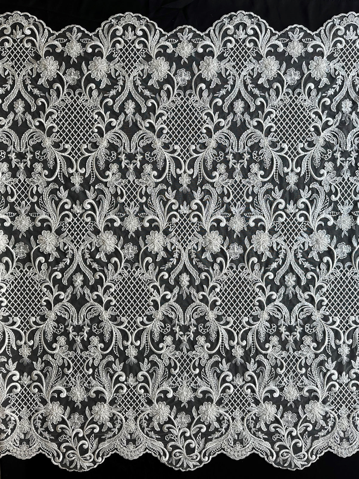 Ivory Beaded Lattice Lace - Zoey (CF)