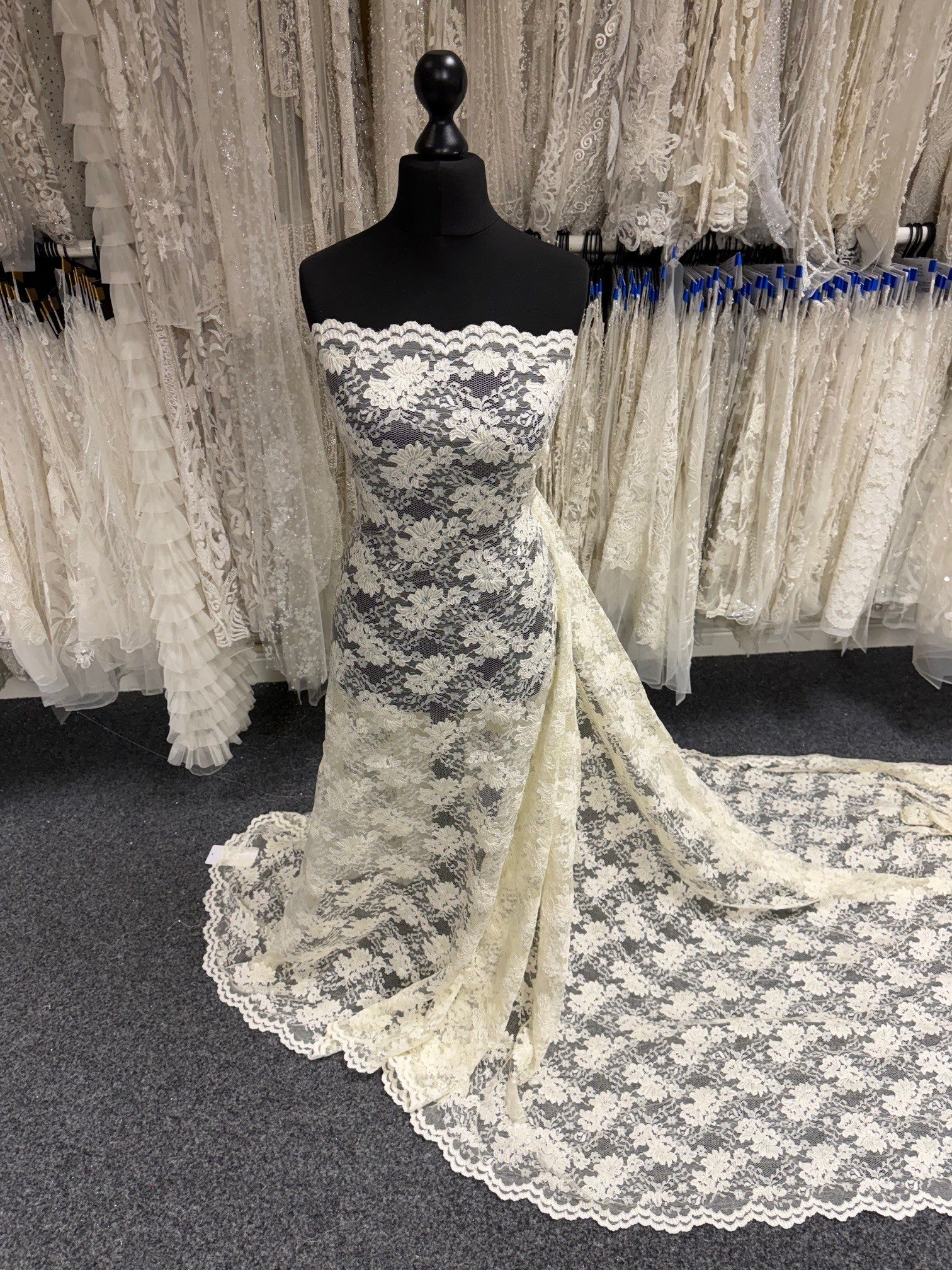 Dark Ivory Corded Wedding Lace - P379