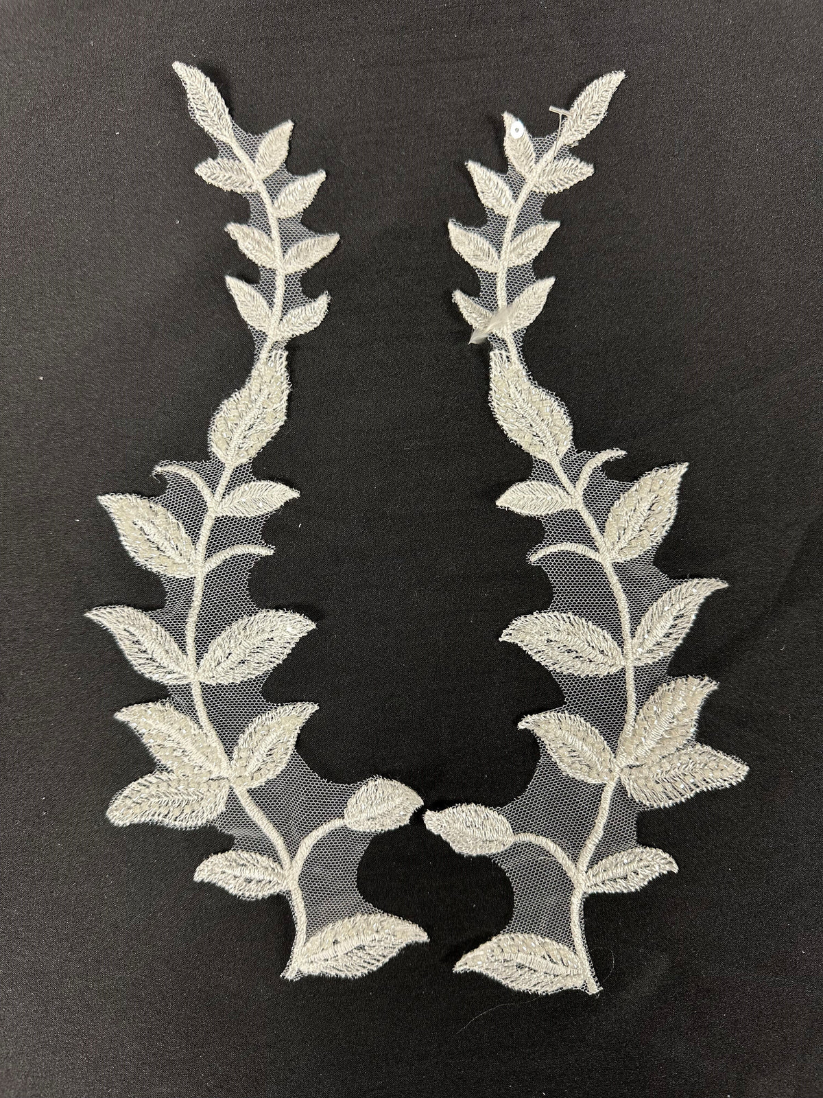 Ivory Beaded Embroidered Lace Appliqués - AP 256