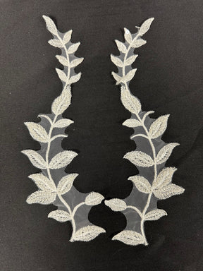 Ivory Beaded Embroidered Lace Appliqués - AP 256