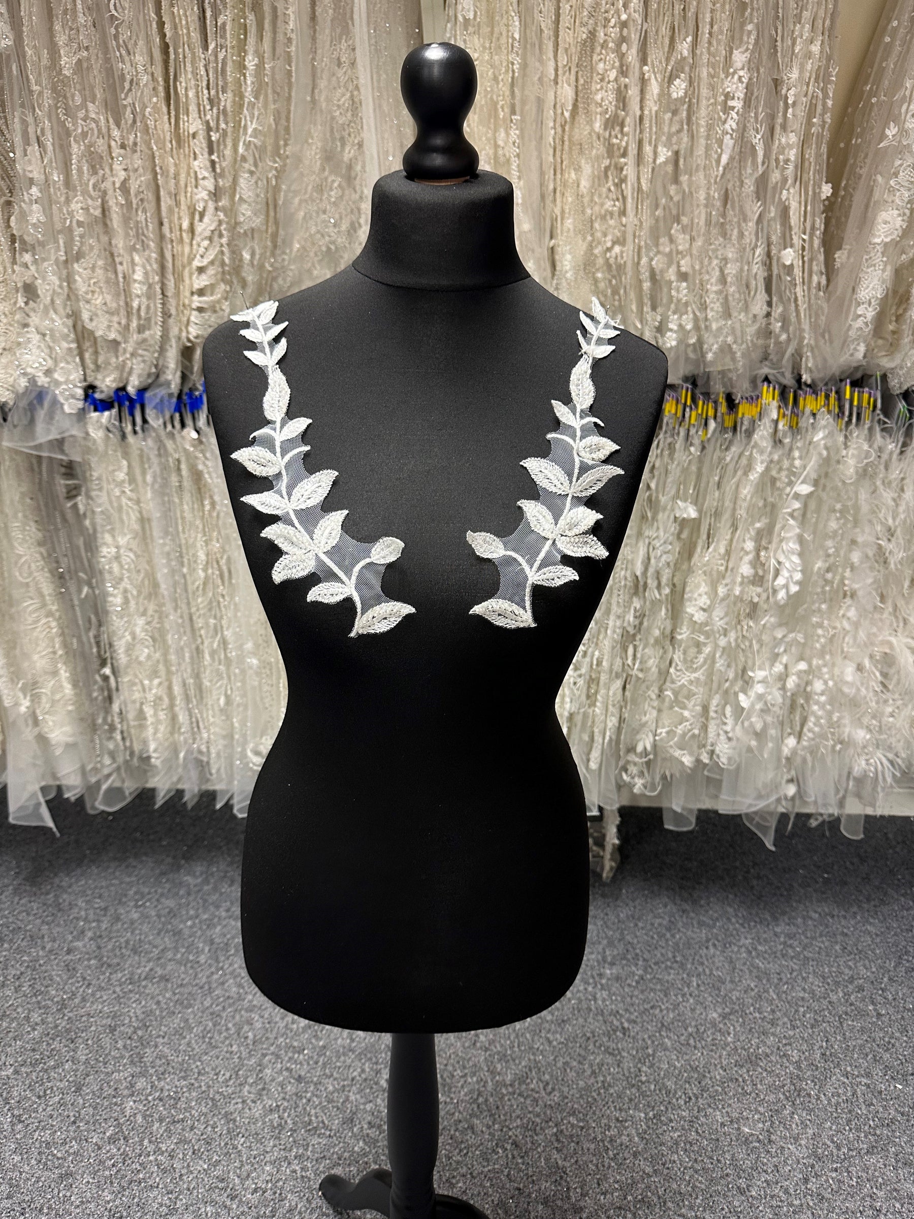 Ivory Beaded Embroidered Lace Appliqués - Dudgeon