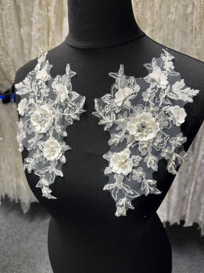Ivory Beaded Flower Lace Appliques – Jacqueline