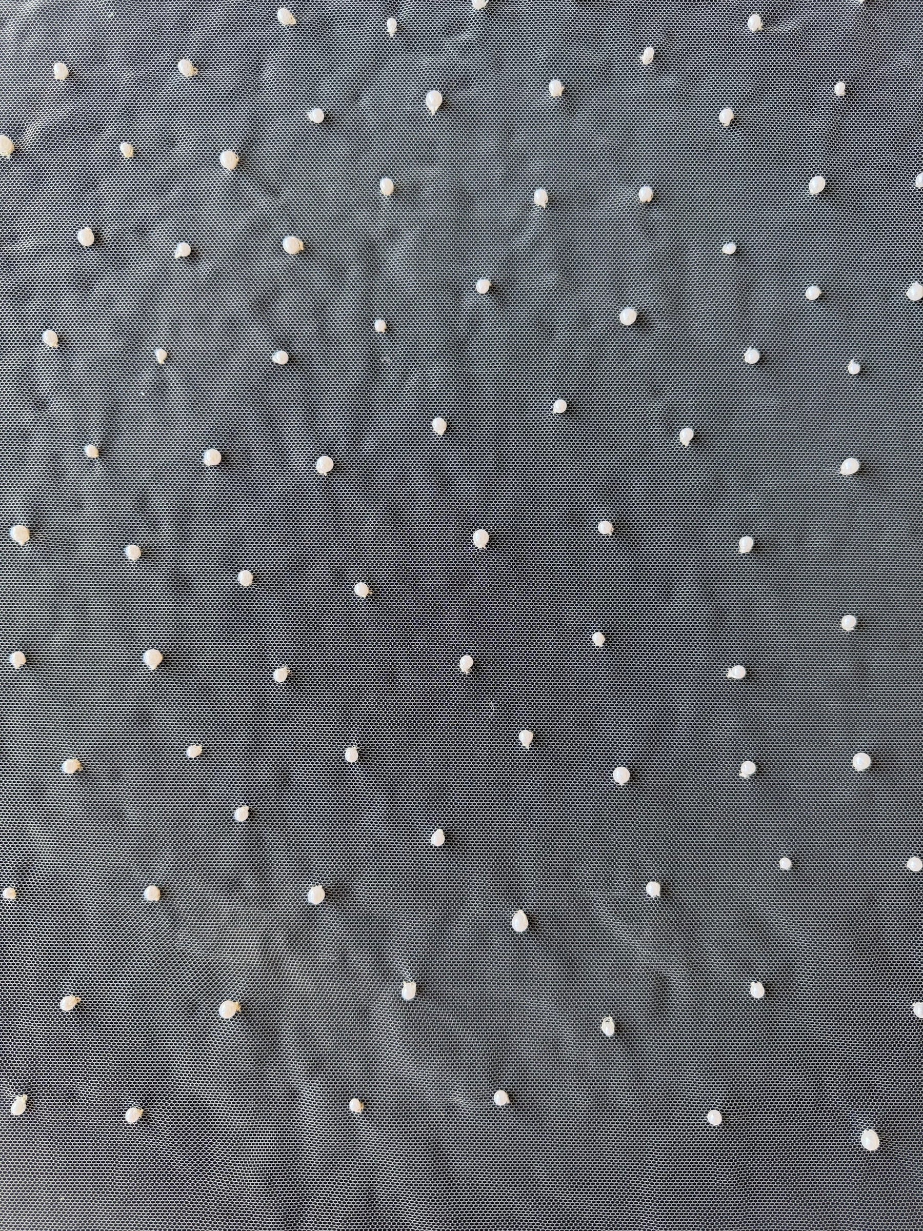 Ivory Beaded Tulle - EB1071