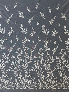 Ivory/Silver Embroidered Lace - EB1073