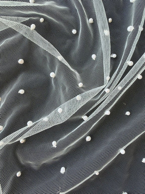 Ivory Beaded Tulle - EB1071