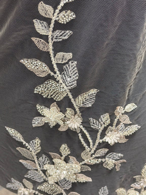 Light Skin/Silver Emb Beaded Tulle - EB1105