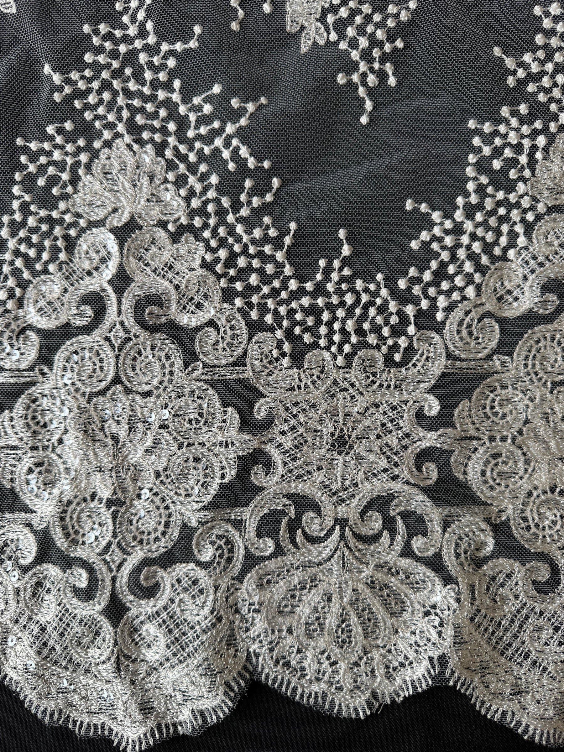 Ivory Sequin Embroidery Lace - EB3034