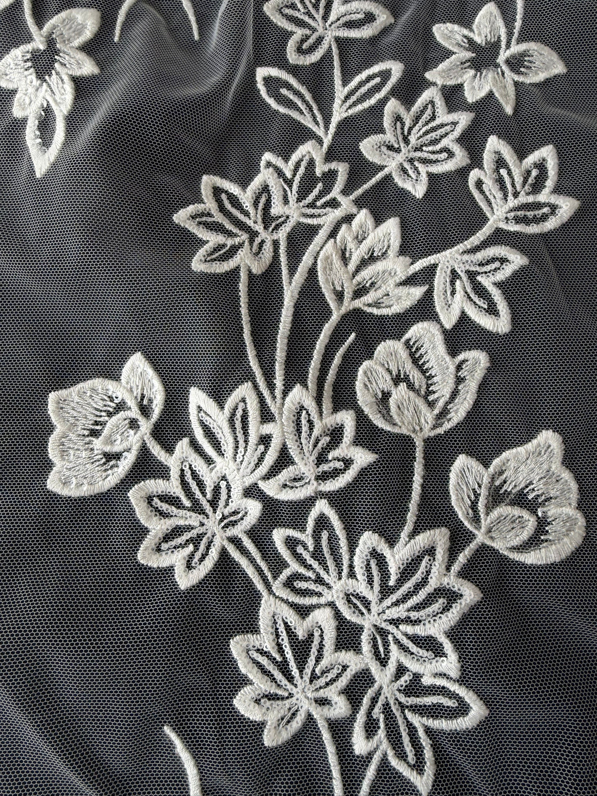 Ivory Sequin Embroidery Lace - EB3035