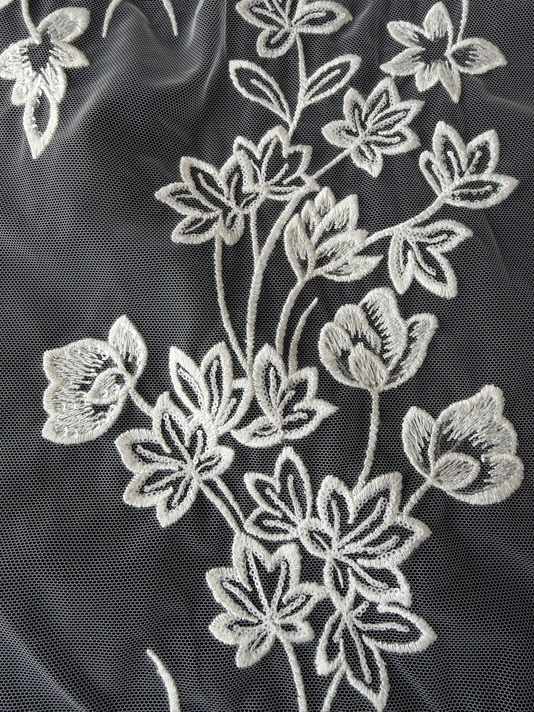 Ivory Sequin Embroidery Lace - EB3035