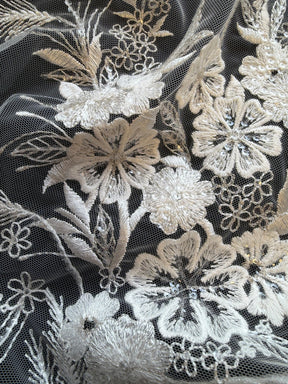 Ivory Sequin Embroidery Lace - EB3036
