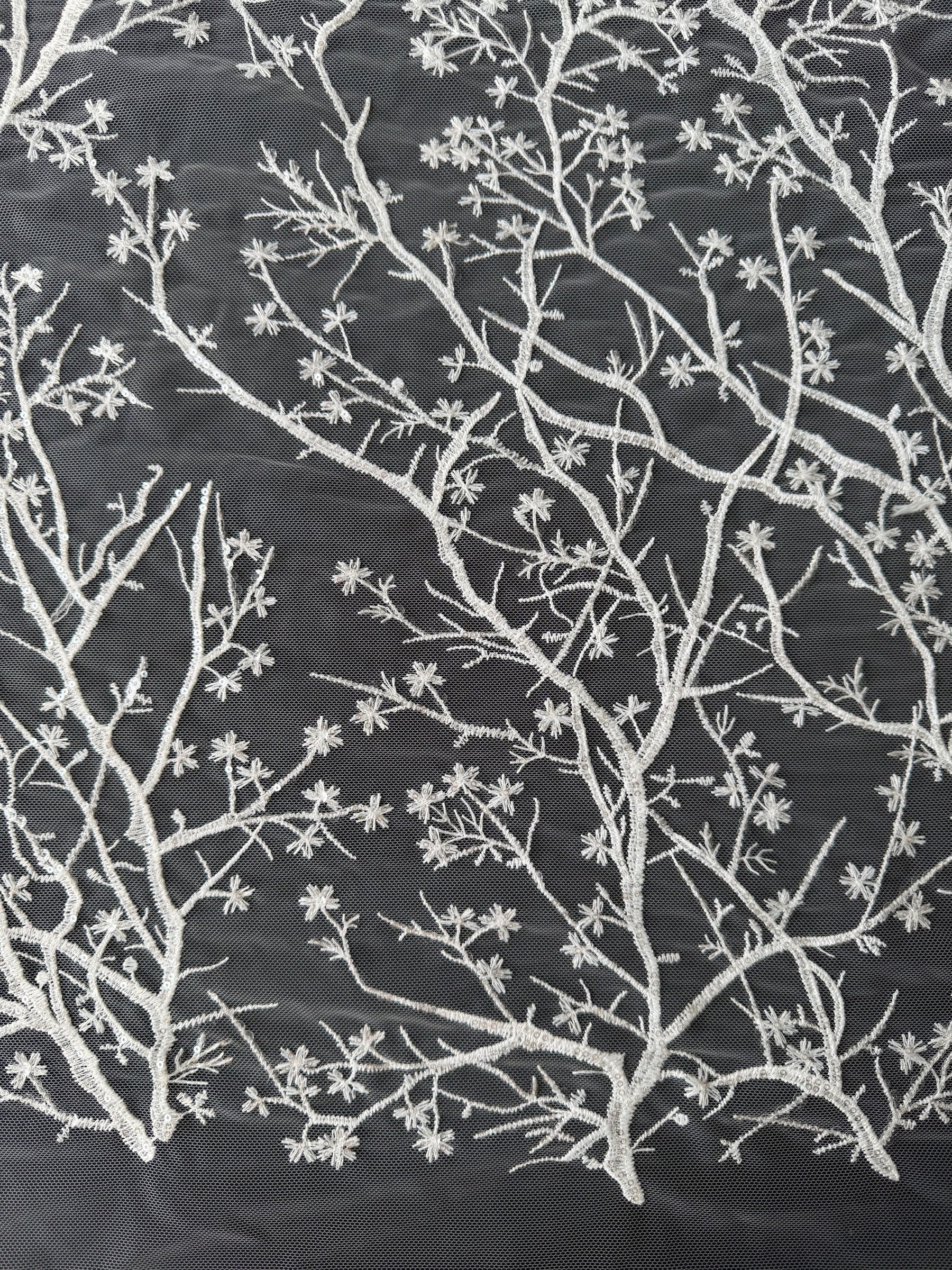 Ivory Sequin Embroidery Lace - EB3043