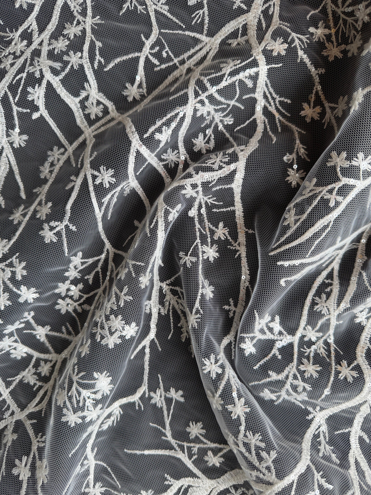 Ivory Sequin Embroidery Lace - EB3043