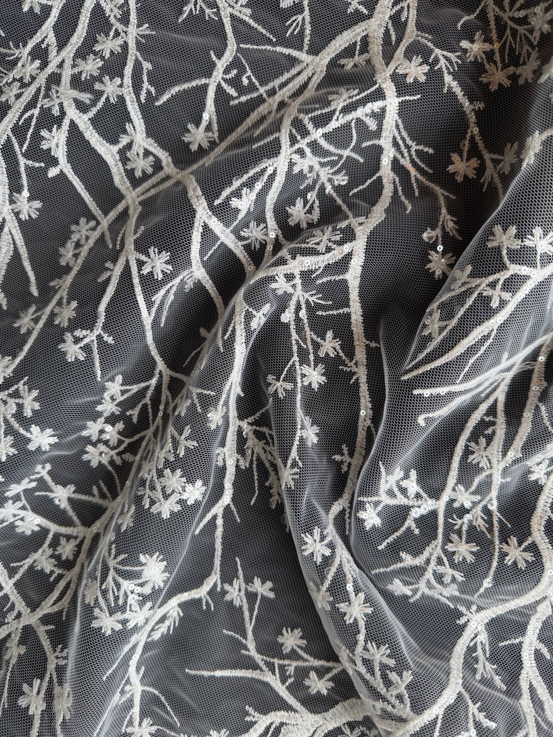 Ivory Sequin Embroidery Lace - EB3043