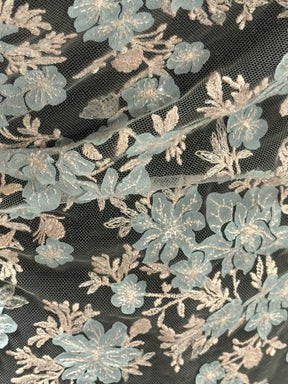 Pink & Blue Embroidered Lace - EB3053
